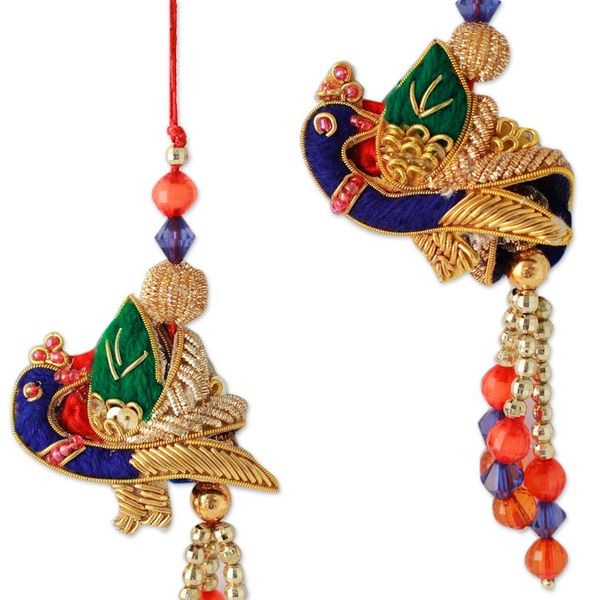 Alternate image for Beaded Peacock Christmas Ornaments set of 5 Dancing Peacocks