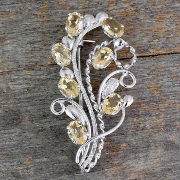 Alternate image for Fair Trade Citrine and Sterling Silver Brooch Pin Sunshine Bouquet