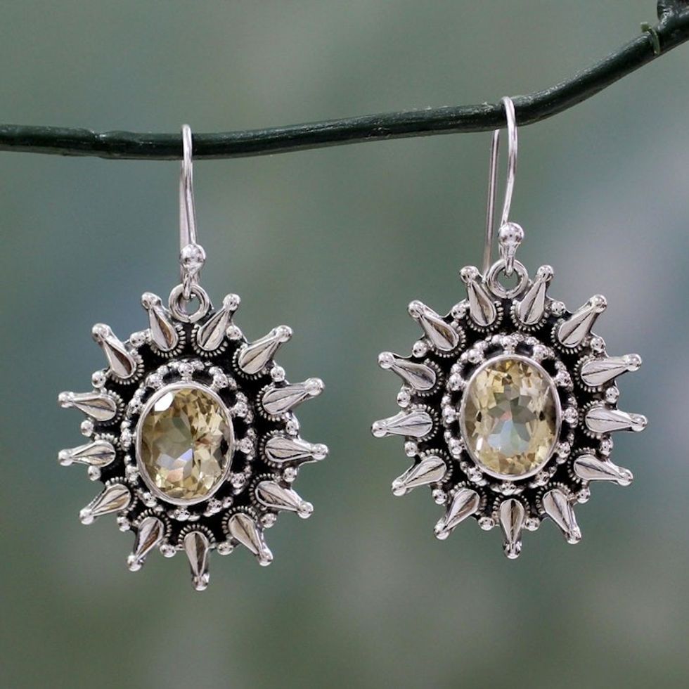 Artisan Crafted 6 Carat Citrine and Silver Earrings 'Eternal Radiance'