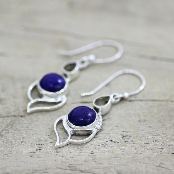 Alternate image for Citrine and Lapis Lazuli Dangle Earrings from India Starry Crest