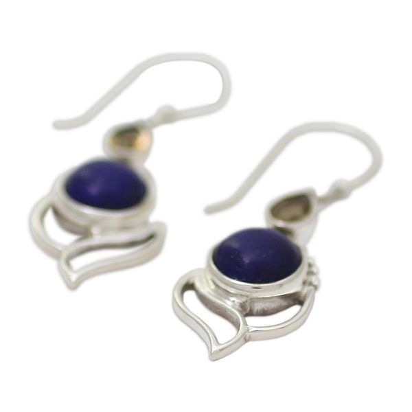 Alternate image for Citrine and Lapis Lazuli Dangle Earrings from India Starry Crest