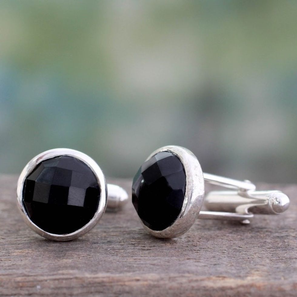 Onyx Silver Cufflinks 'Mystique'
