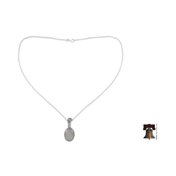Alternate image for Artisan Made Silver and Rainbow Moonstone Necklace Radiant Facets