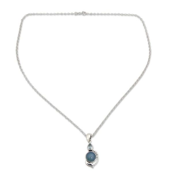 Alternate image for Sterling Silver Necklace with Blue Topaz and Chalcedony Modern Romance