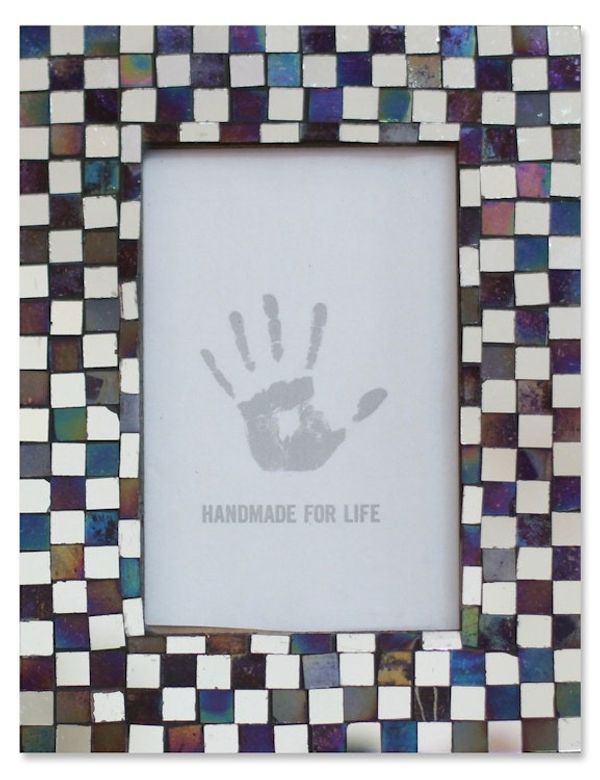 Alternate image for Handcrafted Glass Tile Photo Frame 4x6 Memoirs of Amethyst and Silver