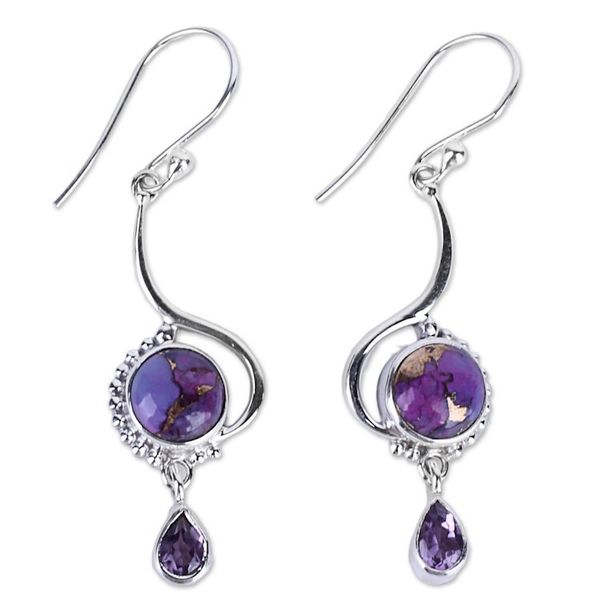 Alternate image for Indian Composite Turquoise Sterling Silver Dangle Earrings Sunny Lilac