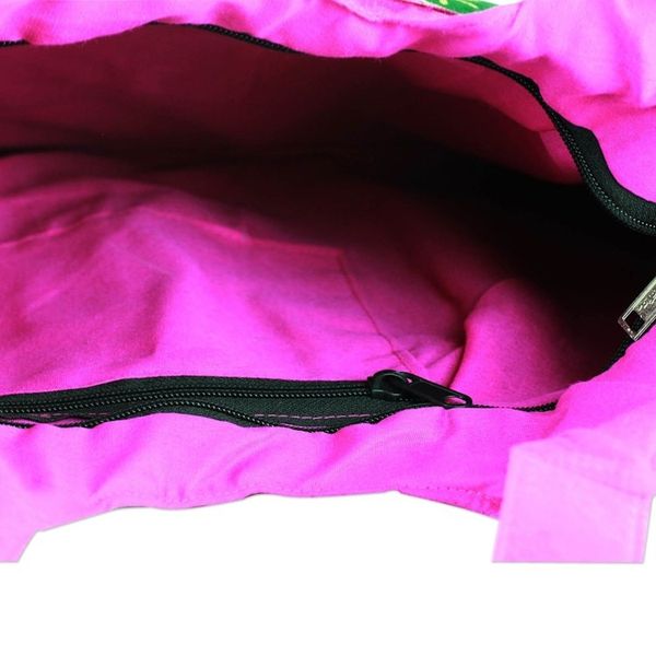 Alternate image for Hot Pink Tote Handbag with Golden Block Prints Fuchsia in Kutch