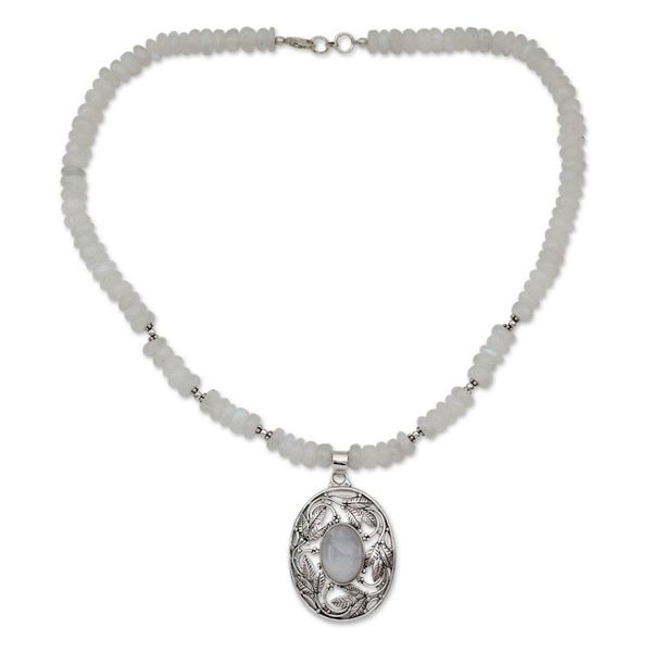 Alternate image for Rainbow Moonstone and Sterling Silver Necklace Mughal Garden