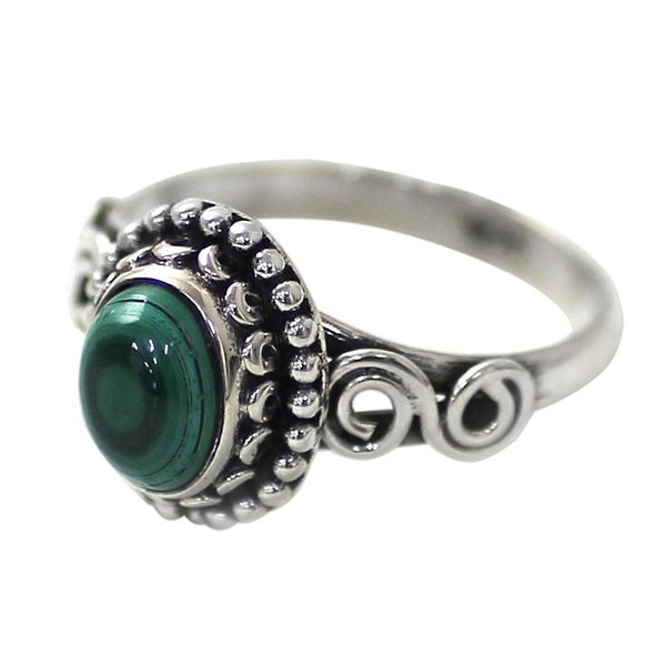 Alternate image for Artisan Designed Sterling Silver and Malachite Cocktail Ring Hypnotic Forest