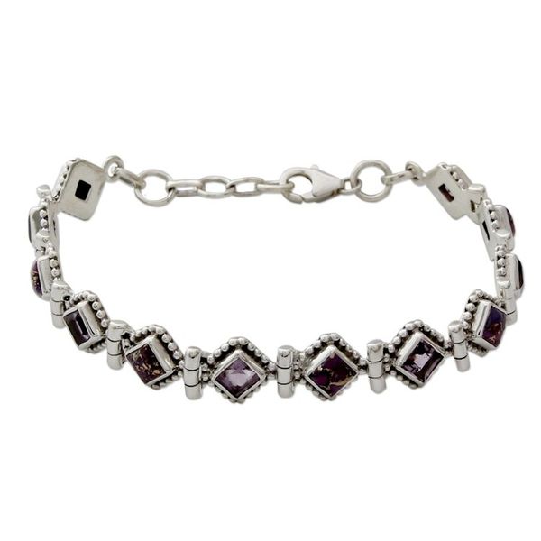 Alternate image for India Sterling Silver Tennis Bracelet Amethyst and Turquoise Bollywood Lilac