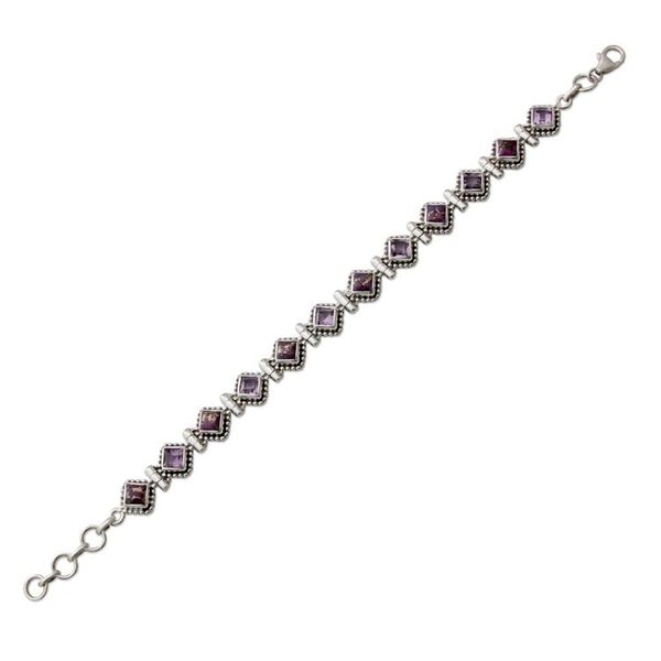 Alternate image for India Sterling Silver Tennis Bracelet Amethyst and Turquoise Bollywood Lilac