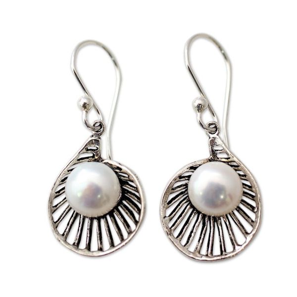 Alternate image for Artisan Crafted Pearl and Sterling Silver Earrings Oyster Treasure