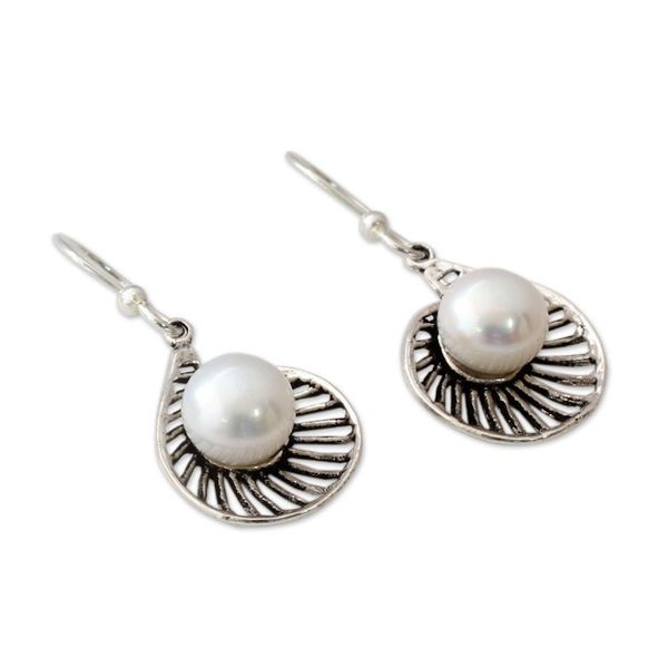 Alternate image for Artisan Crafted Pearl and Sterling Silver Earrings Oyster Treasure