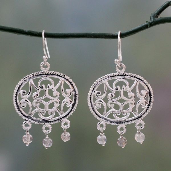 Alternate image for Hand Made Sterling Silver Earrings with Labradorite Mughal Visions