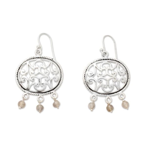 Alternate image for Hand Made Sterling Silver Earrings with Labradorite Mughal Visions
