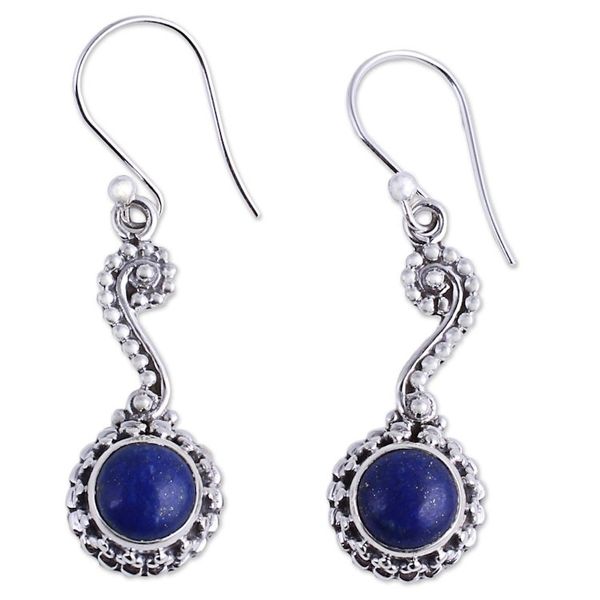Alternate image for Hand Crafted Indian Lapis Lazuli Dangle Earrings Marina