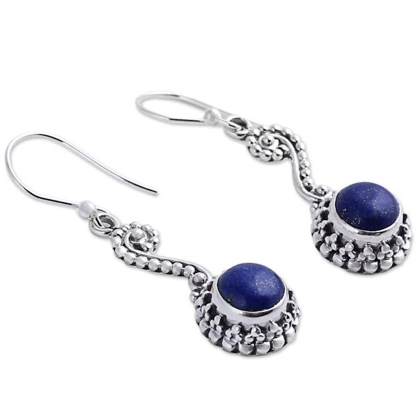 Alternate image for Hand Crafted Indian Lapis Lazuli Dangle Earrings Marina