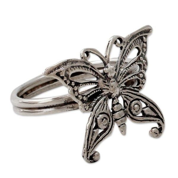 Alternate image for Sterling Silver Cocktail Ring from India Fair Trade Jewelry Butterfly