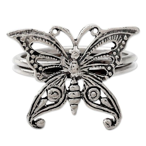 Alternate image for Sterling Silver Cocktail Ring from India Fair Trade Jewelry Butterfly