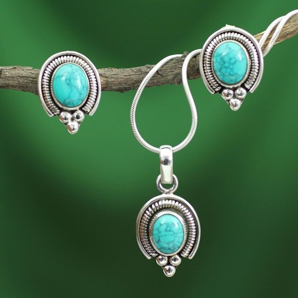 Sterling Silver Earrings and Necklace Jewelry Set 'Song of Joy'