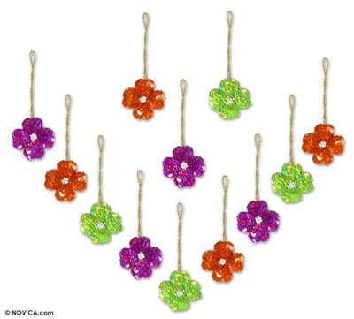 Alternate image for Beadwork ornaments Set of 12 Sparkling Petals
