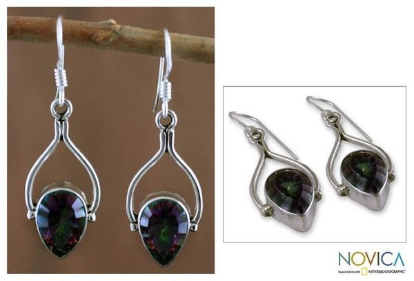 Alternate image for Sterling silver dangle earrings Mystic Rainbow