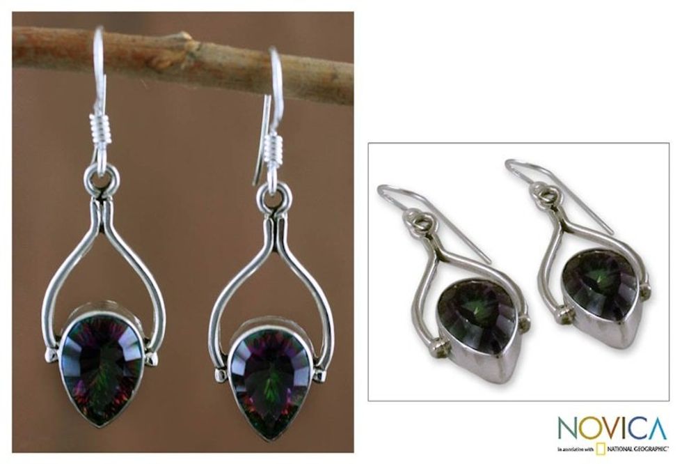 Sterling silver dangle earrings 'Mystic Rainbow'