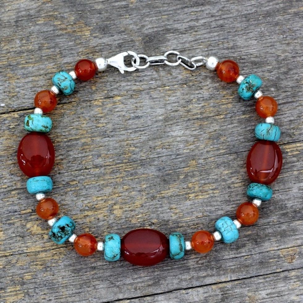 Carnelian beaded bracelet 'Fiery Sky'