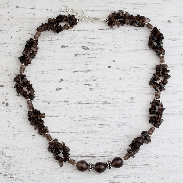 Alternate image for Smoky quartz beaded necklace Evening Romance