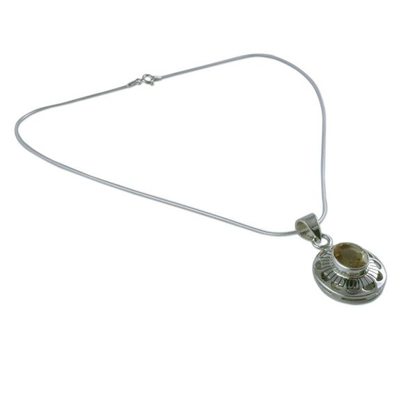 Alternate image for Sterling Silver Necklace with Citrine from India Jewelry Sun Halo