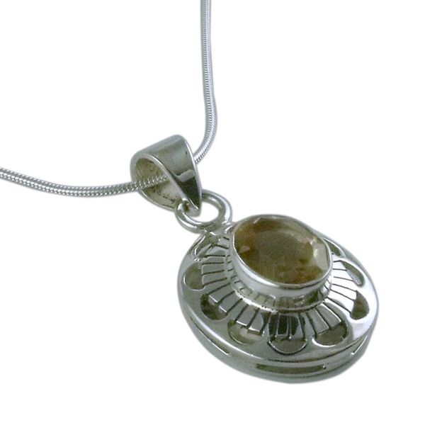 Alternate image for Sterling Silver Necklace with Citrine from India Jewelry Sun Halo