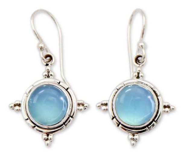 Alternate image for Artisan Jewelry Sterling Silver and Chalcedony Earrings Endless Sky