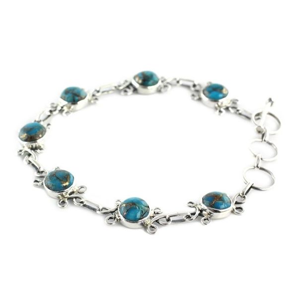 Alternate image for Sterling Silver and Composite Turquoise Bracelet Daisy Chain