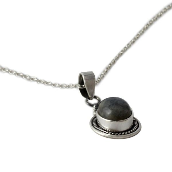 Alternate image for Sterling Silver Necklace with Labradorite Pendant from India Jaipur Mist