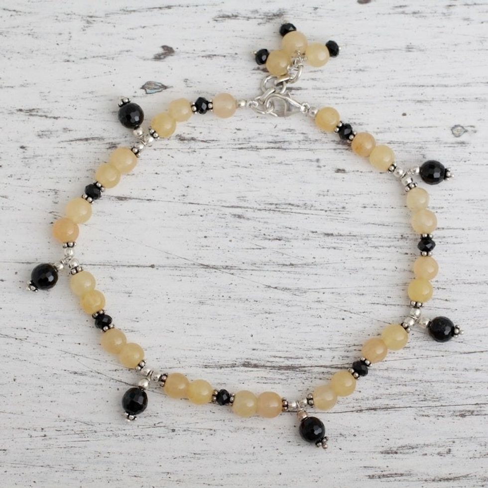 Aventurine and onyx anklet 'My Muse'