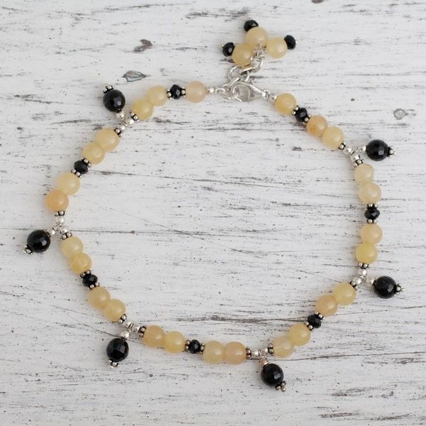 Alternate image for Aventurine and onyx anklet My Muse