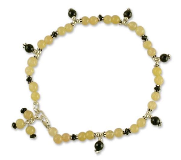 Alternate image for Aventurine and onyx anklet My Muse