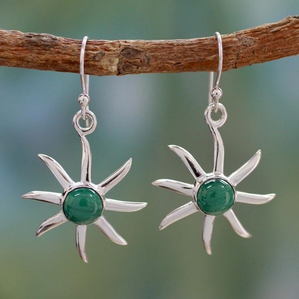 Alternate image for Malachite dangle earrings Verdant Sun