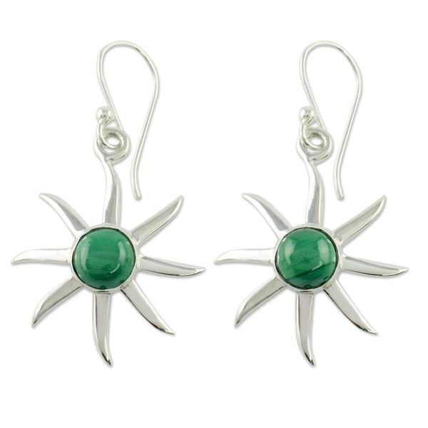 Alternate image for Malachite dangle earrings Verdant Sun