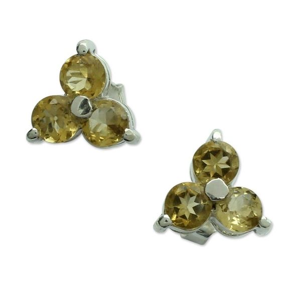 Alternate image for Hand Made Sterling Silver and Citrine Stud Earrings Chennai Stars