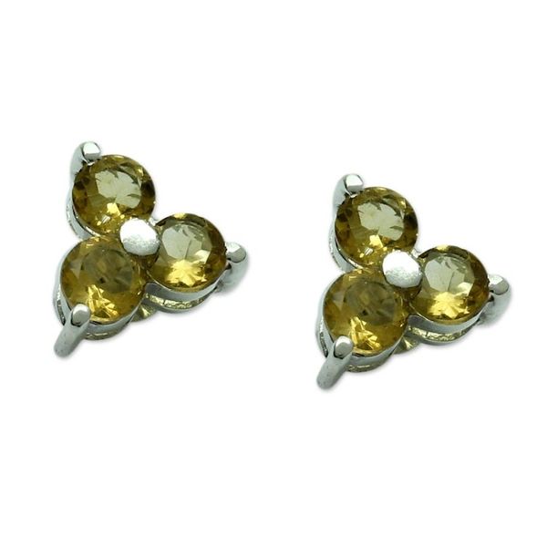 Alternate image for Hand Made Sterling Silver and Citrine Stud Earrings Chennai Stars