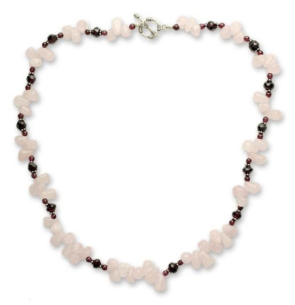 Alternate image for Garnet and rose quartz strand necklace Loves Serenade