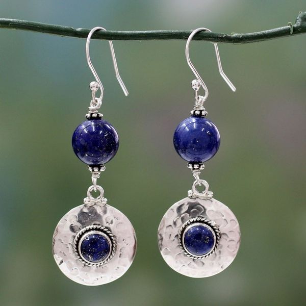 Alternate image for Lapis lazuli dangle earrings Royal Moonlight