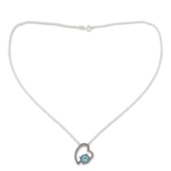 Alternate image for Indian Heart Jewelry Sterling Silver and Blue Topaz Necklace Promise of Love