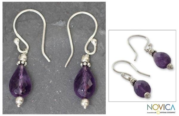 Alternate image for Amethyst dangle earrings Jagannath Mystique