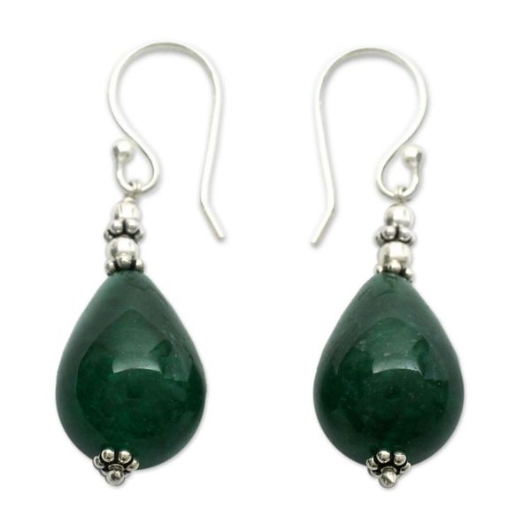Alternate image for Chalcedony dangle earrings Emerald Dewdrop