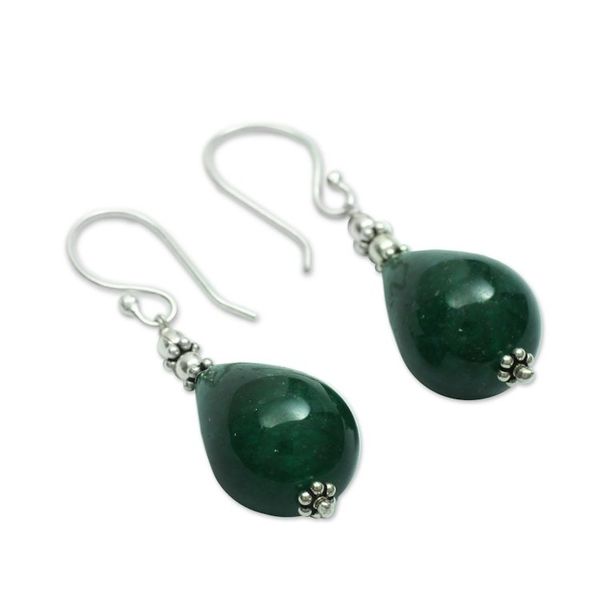Alternate image for Chalcedony dangle earrings Emerald Dewdrop