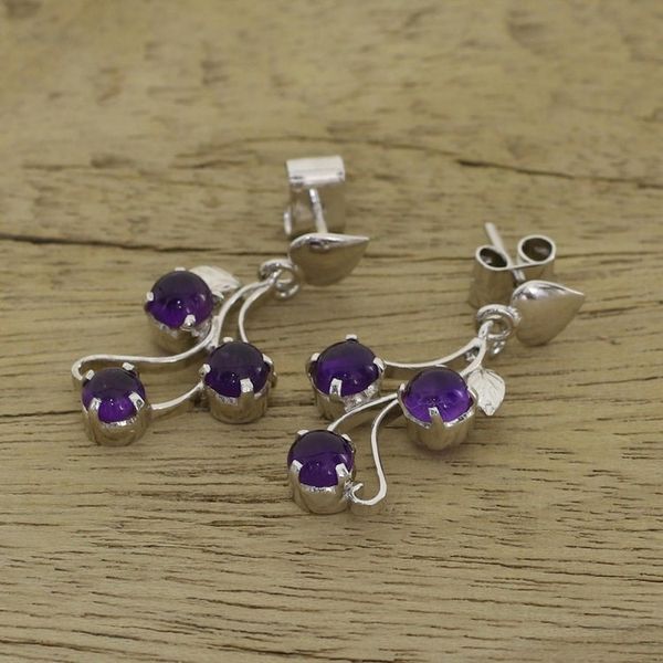 Alternate image for Sterling Silver and Amethyst Earrings Shy Violets