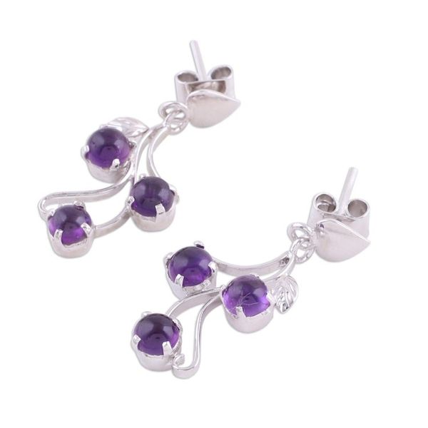 Alternate image for Sterling Silver and Amethyst Earrings Shy Violets