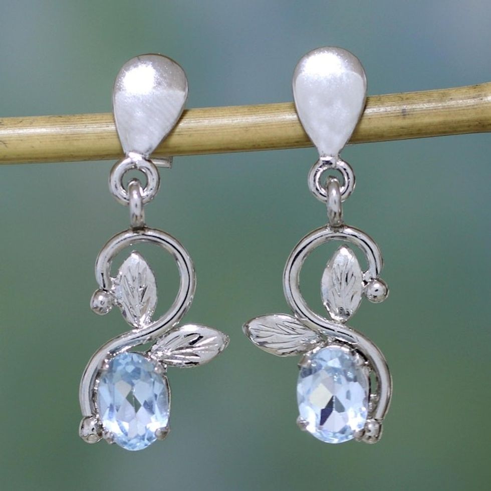 Blue Topaz and Sterling Silver Dangle Earrings 'Blue Magic'